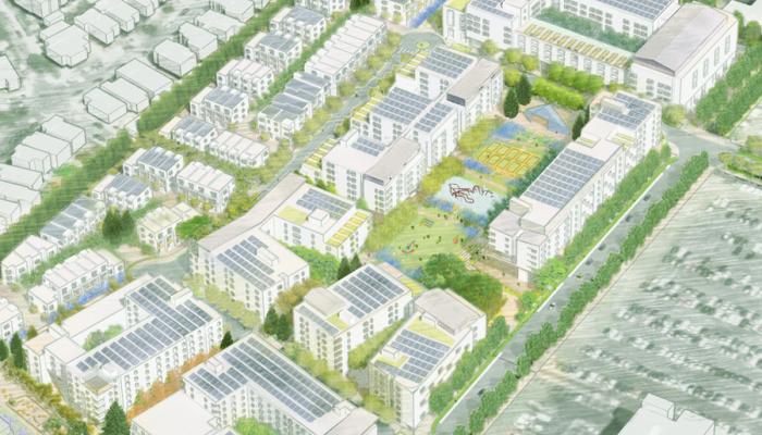 aerial rendering of project area