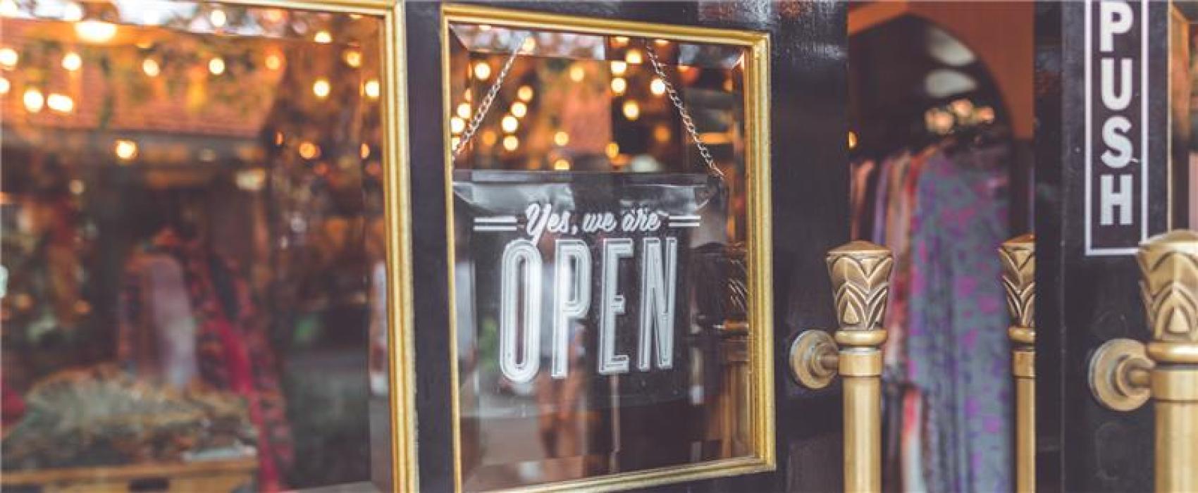 image of a small business with an open sign